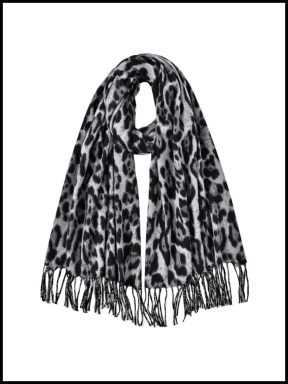 Winter Scarf for Women Leopard Printed Fall Winter Thick Fashion Fringed Shawl